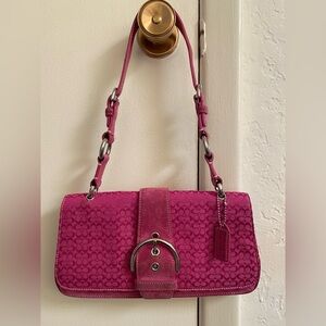 Pink Suede Coach Signature Y2K Soho Purse